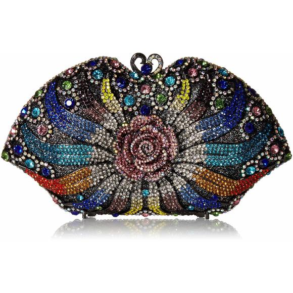 Mоѕѕmоn Handbags - mal 3D Flower Rhinestone Crystal Clutch Evening Wedding Bag >:)
